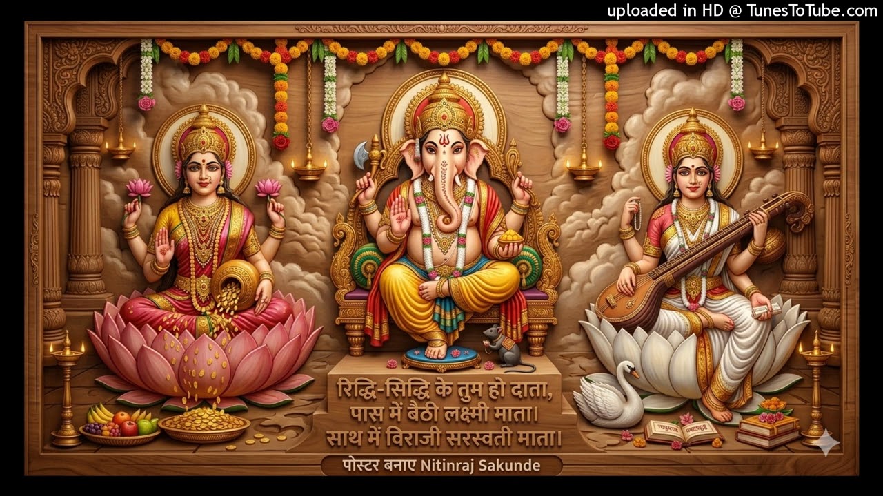 🔔 रिद्धि-सिद्धि के तुम हो दाता, पास में बैठी लक्ष्मी माता। साथ में विराजी सरस्वती माता,