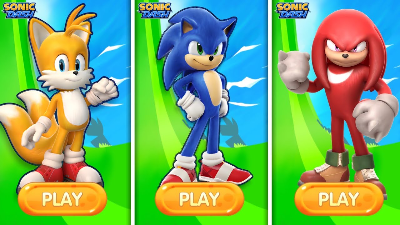 Sonic Dash - Movie Sonic Vs Movie Tails Vs Movie Knuckles - All Movie characters unlocked 🔓