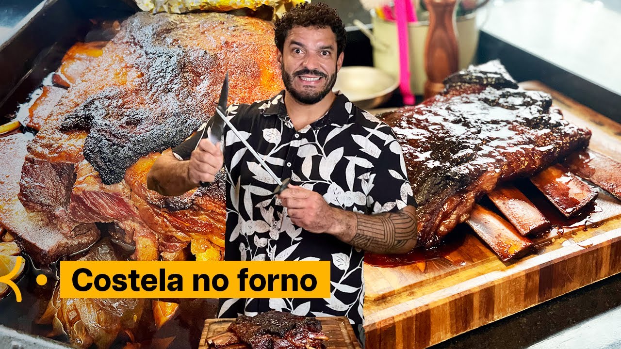 COSTELA ASSADA DESMANCHANDO PRA FAZER NO FORNO DE CASA  + ANGU DE MILHO 🌽