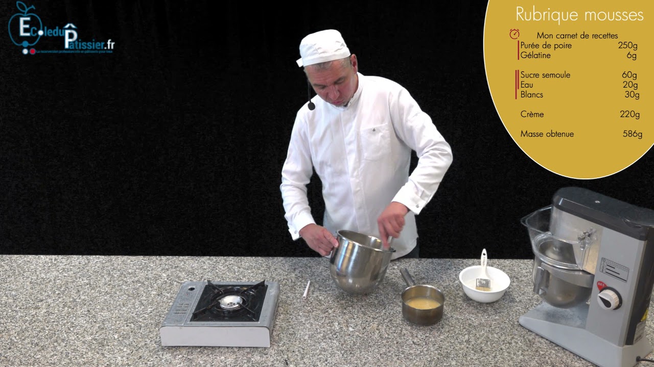 Mousse poire apport en meringue italienne