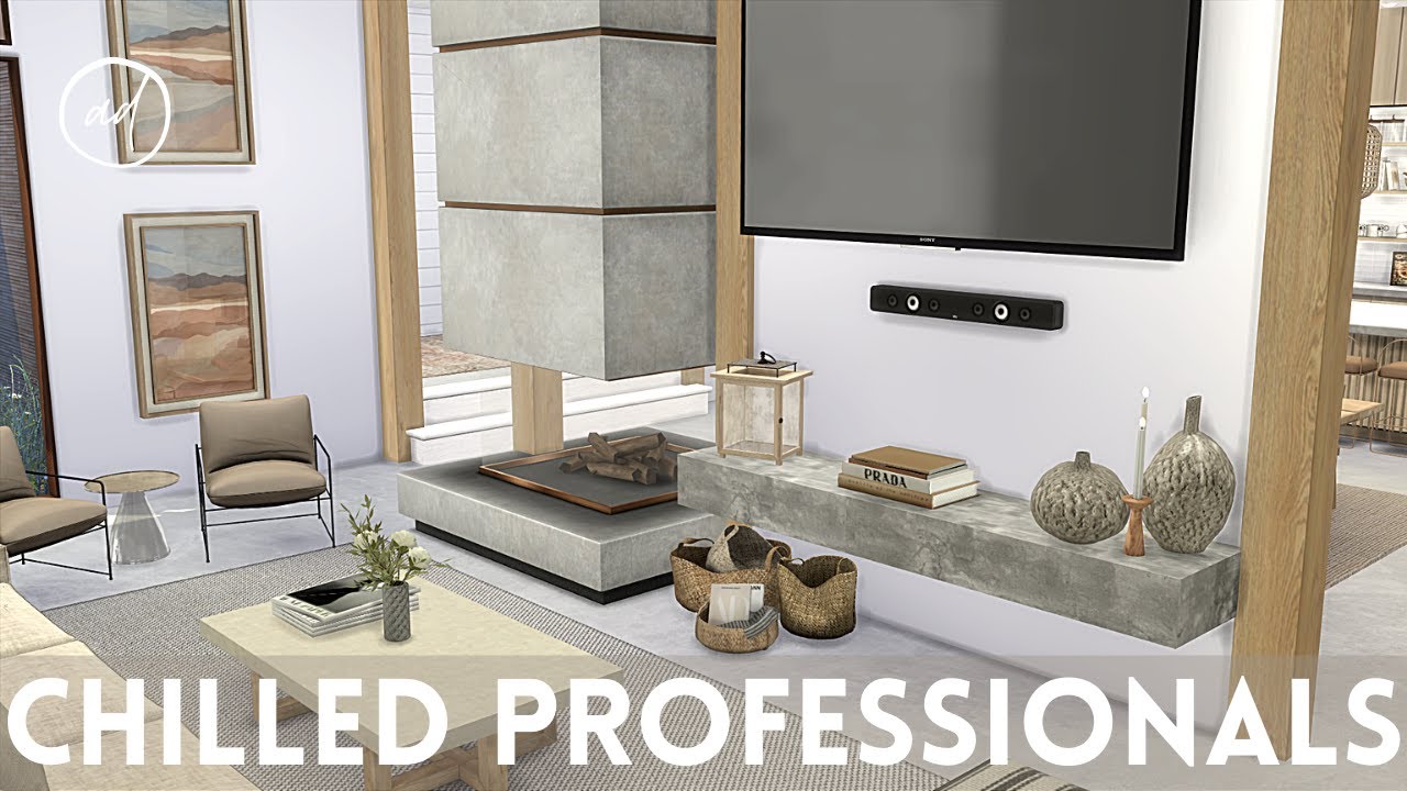 BRIGHT HOME FOR CHILLED PROFESSIONALS || Sims 4 || CC SPEED BUILD + CC List