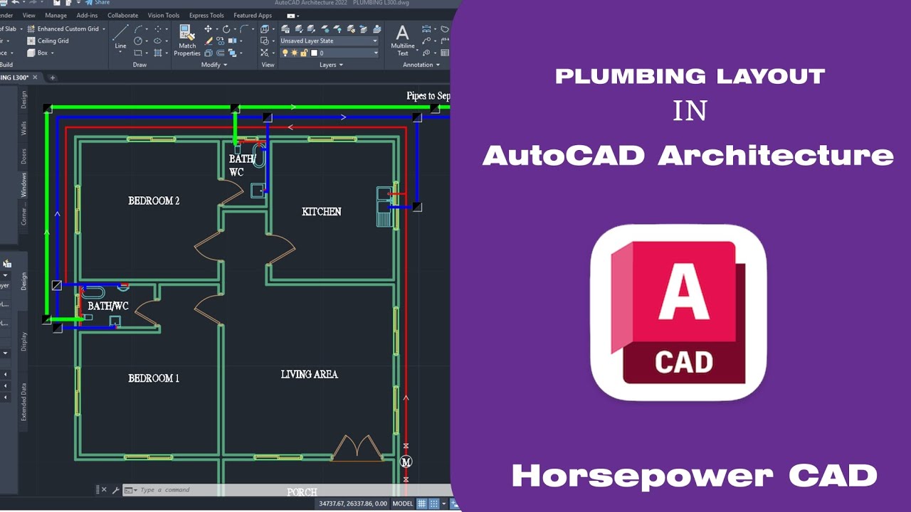 Схема водопроводных коммуникаций в AutoCAD Architecture @horsepowercad