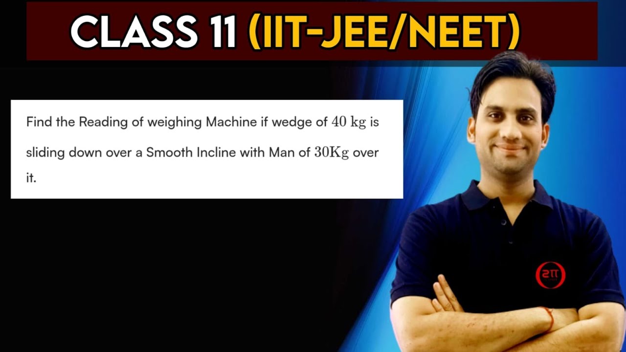 Find the reading of weighing machine if wedge of 40 kg is sliding down over a smooth incline with