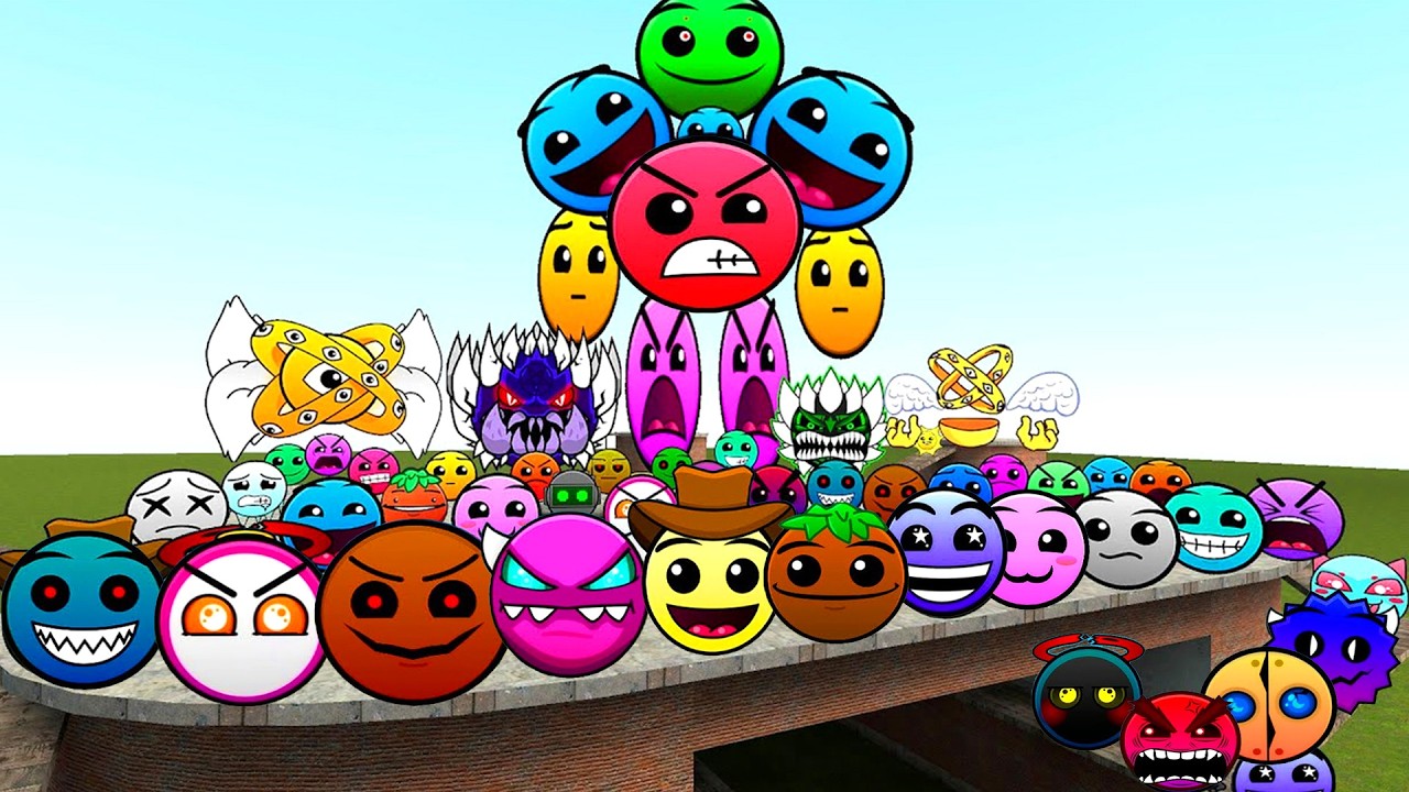 Geometry Dash and Lobotomy Dash Nextbots Family Chase me in Garry's Mod