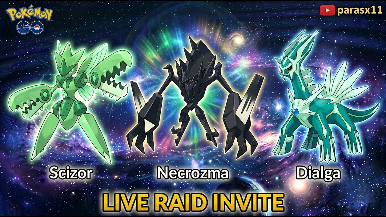 🚨 LIVE: SHINY Necrozma & Mega Scizor & Dialga Raids! 💥 | Pok&eacute;mon GO | Parasx11 #live #raid