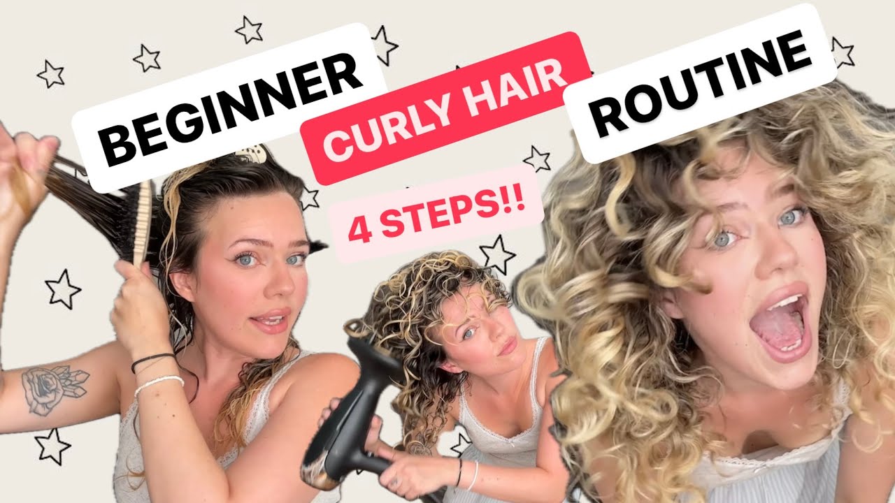 BEGINNER CURLY HAIR ROUTINE - 4 STEPS!!