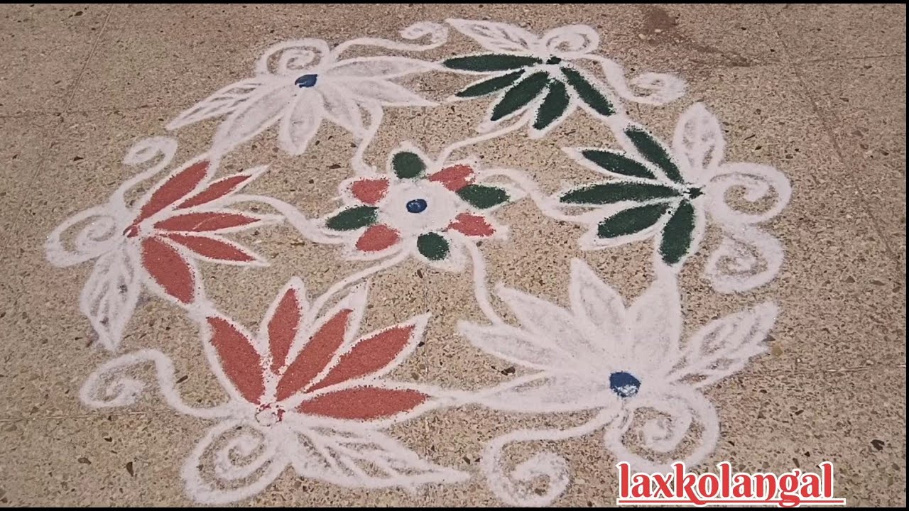  🌻 simple flower rangoli 🌻5*3dots 🌻 laxkolangal🌻