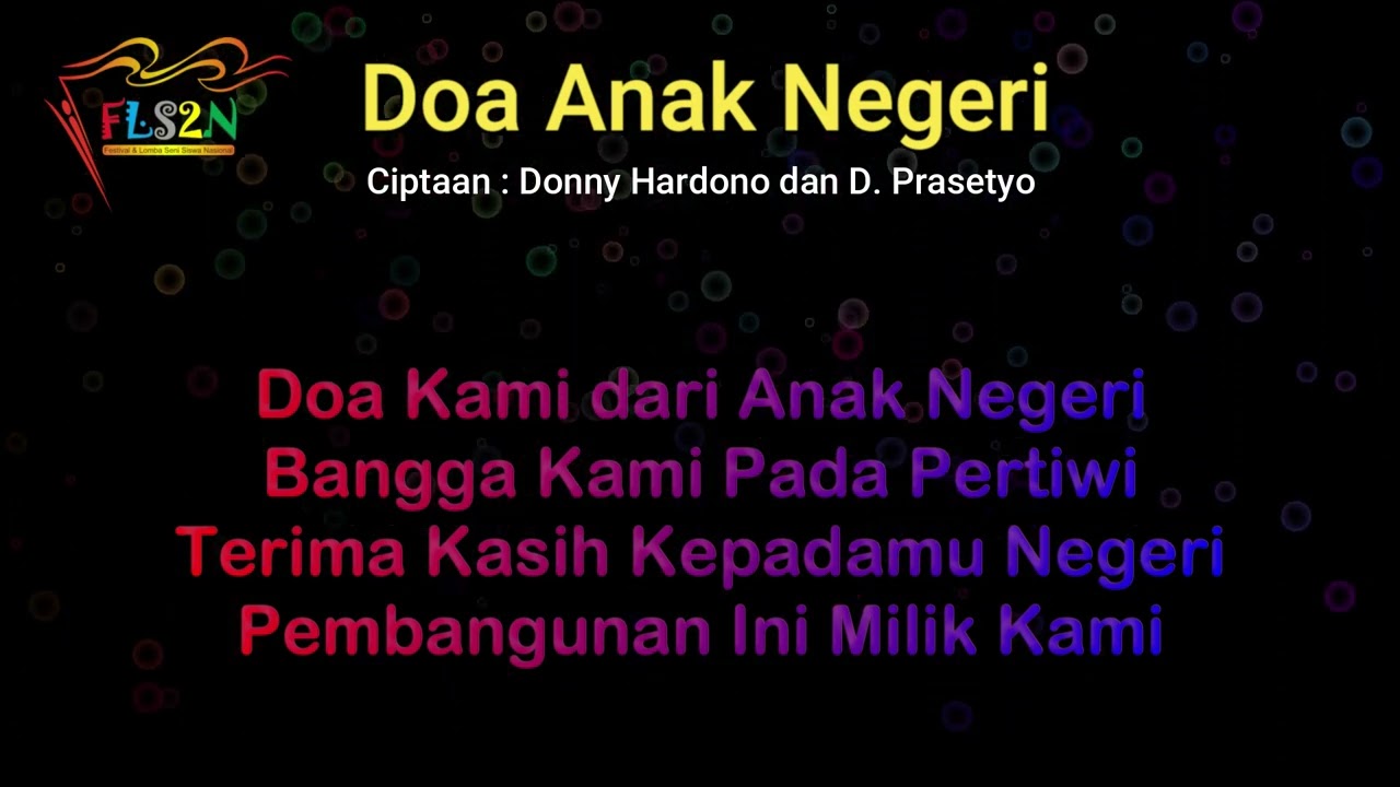 DOA ANAK NEGERI (lagu & Lirik) | Juara 1 FLS2N