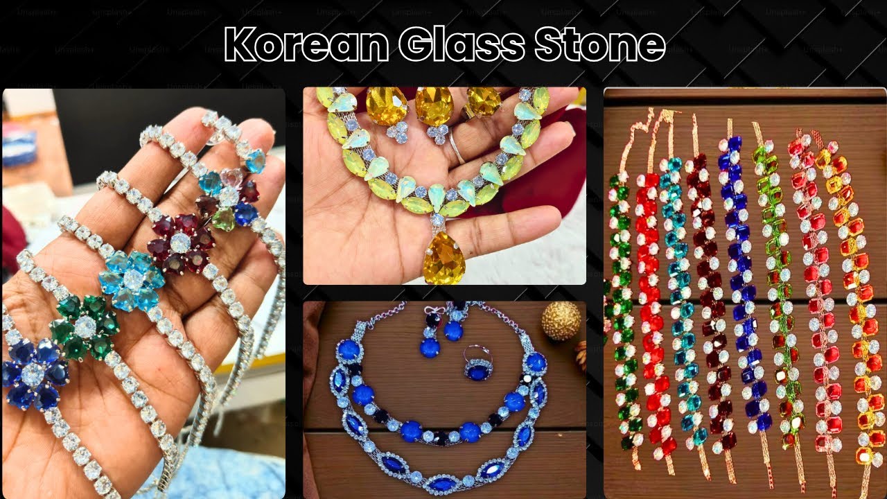 Korean Glass Stone Jewellery Wholesale | Glass Stone Best Designs | Korean Jewellery Wholesale