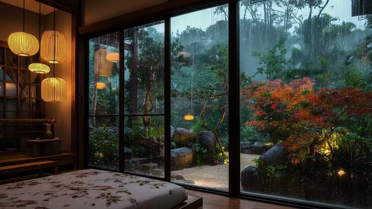 Heavy Rain Sounds 🌧️ Cozy Night Bedroom Ambience for Deep Sleep & Calm