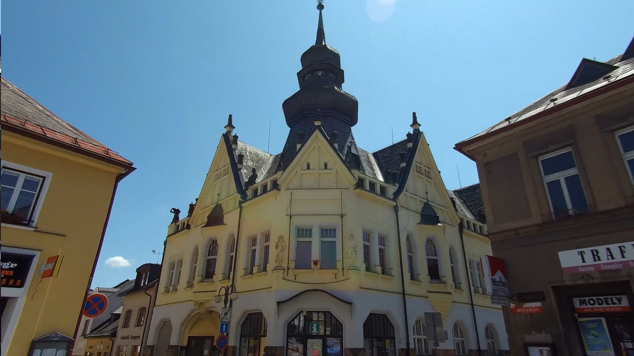 The town of Jilemnice, part I (Walking tour, 4K)