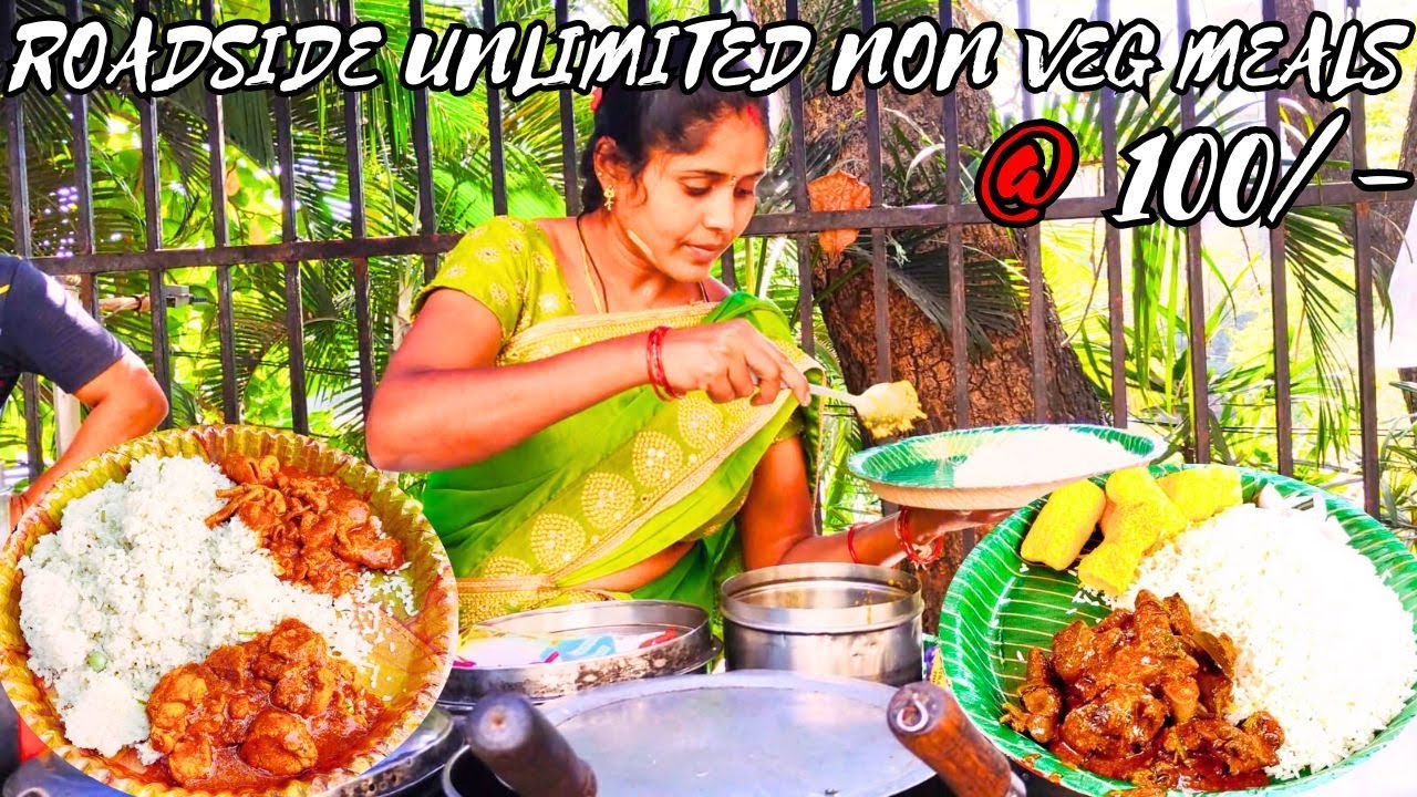 Cheapest Roadside Unlimited Meals | Indian Street Food | Street Food | Hyderabad Street Food |