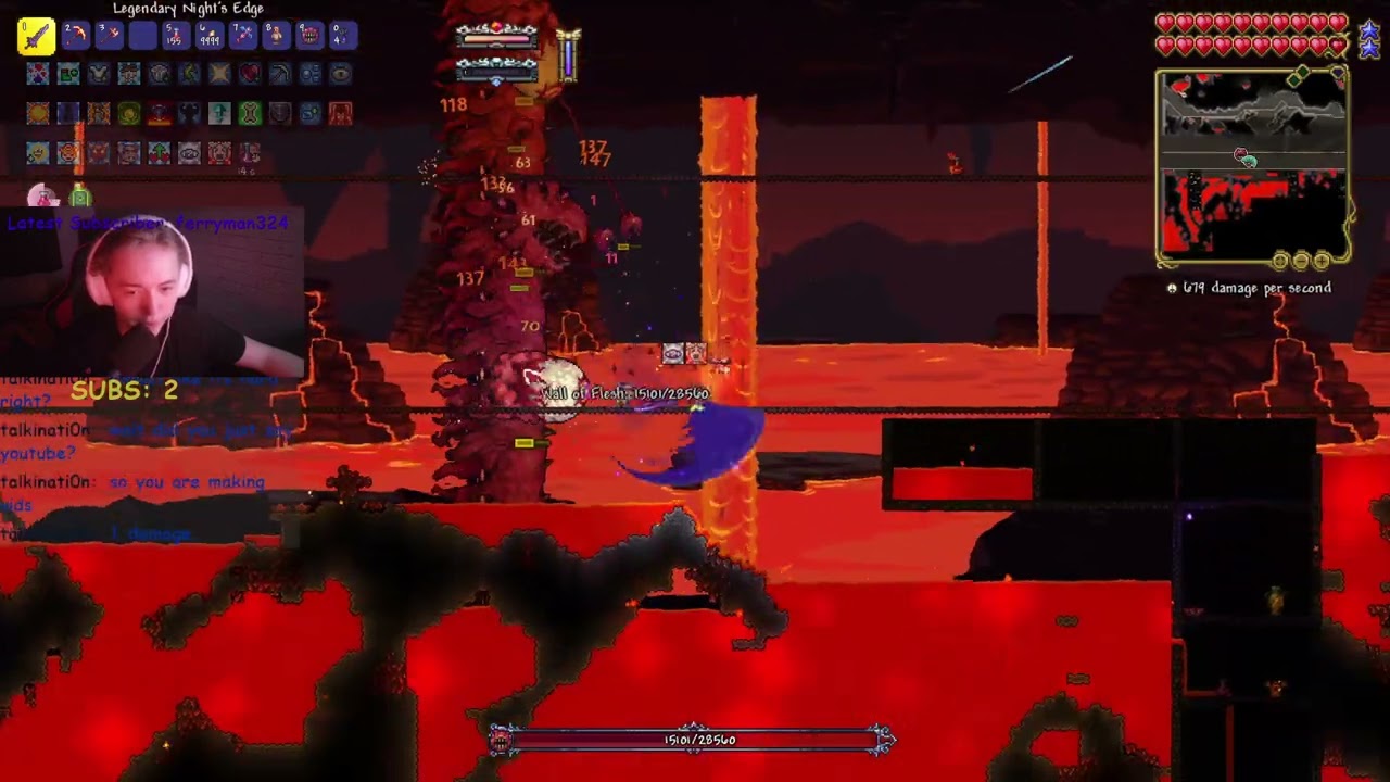 FULL WALL OF FLESH boss fight from calamity death mode