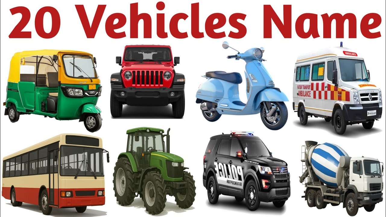 Vehicles Name for Kids | Learn Transport Vehicles for Toddlers and Preschool | Car, Bus, Truck