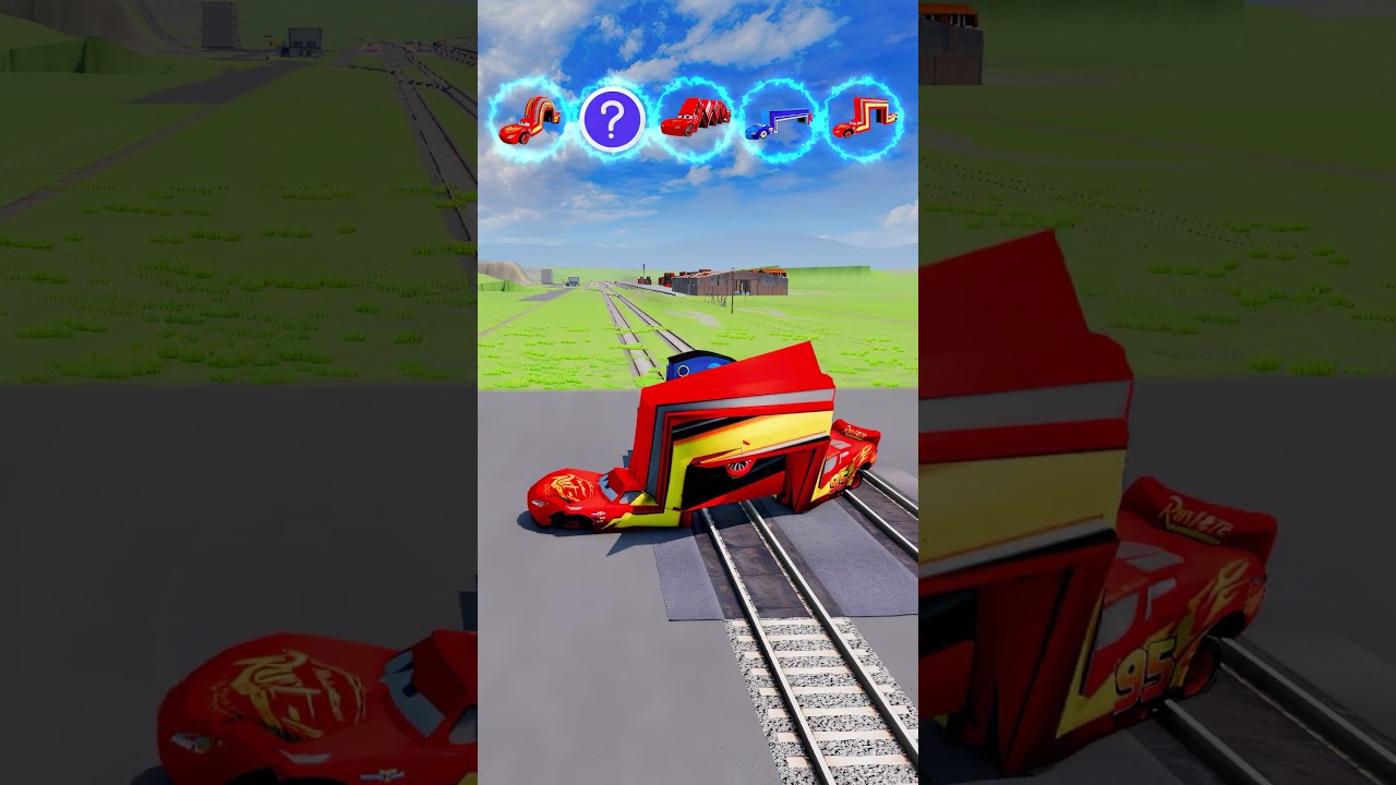 😱Big and Small Cringe McQueen Cars VS Angry Shrek Train: Extreme Destruction! - BeamNG.drive