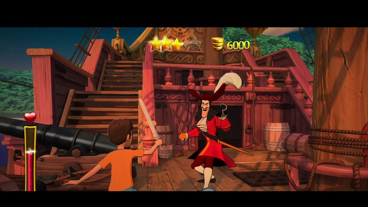 Peter Pan peleando con el capitan Garfio.