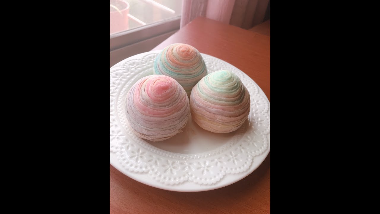 彩虹酥 rainbow mooncake 彩色酥 mooncake