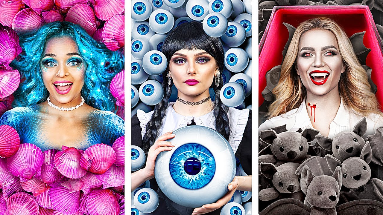 Wednesday Addams Vs Ma Cà Rồng Vs Người Cá! Thử Thách Trốn Tìm Cực Đại Trong Hộp!