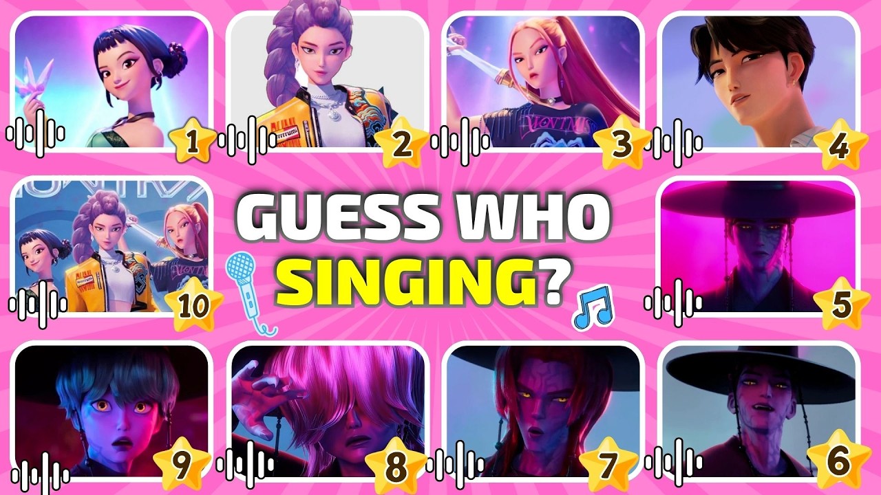 Guess KPop Demon Hunters Movie Character 2026 by Song & Voice, Rumi, Huntrix, Saja Boys, Soda Pop