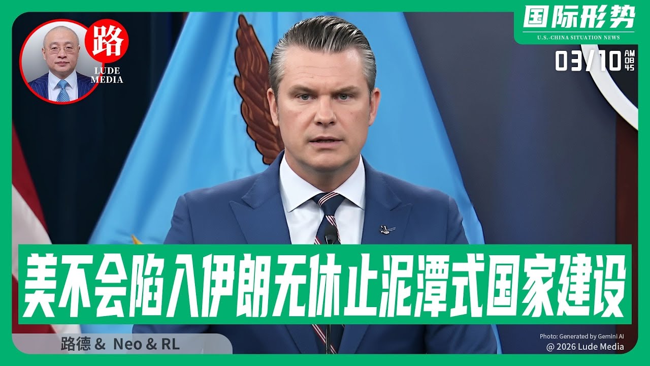 [路德社】战争部长表态美国不会陷入伊朗无休止泥潭式国家建设，伊朗第四天交给盟友，美国先将伊朗彻底打废，以色列将慢慢收拾，美腾出手全力准备亚太2027结束中共；3/10/2026 Neo&RL