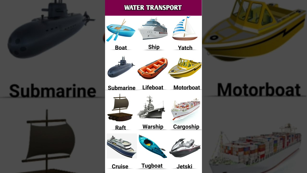 WATER TRANSPORT NAME IN ENGLISH #shorts  #Water transport  #Transport  #shorts