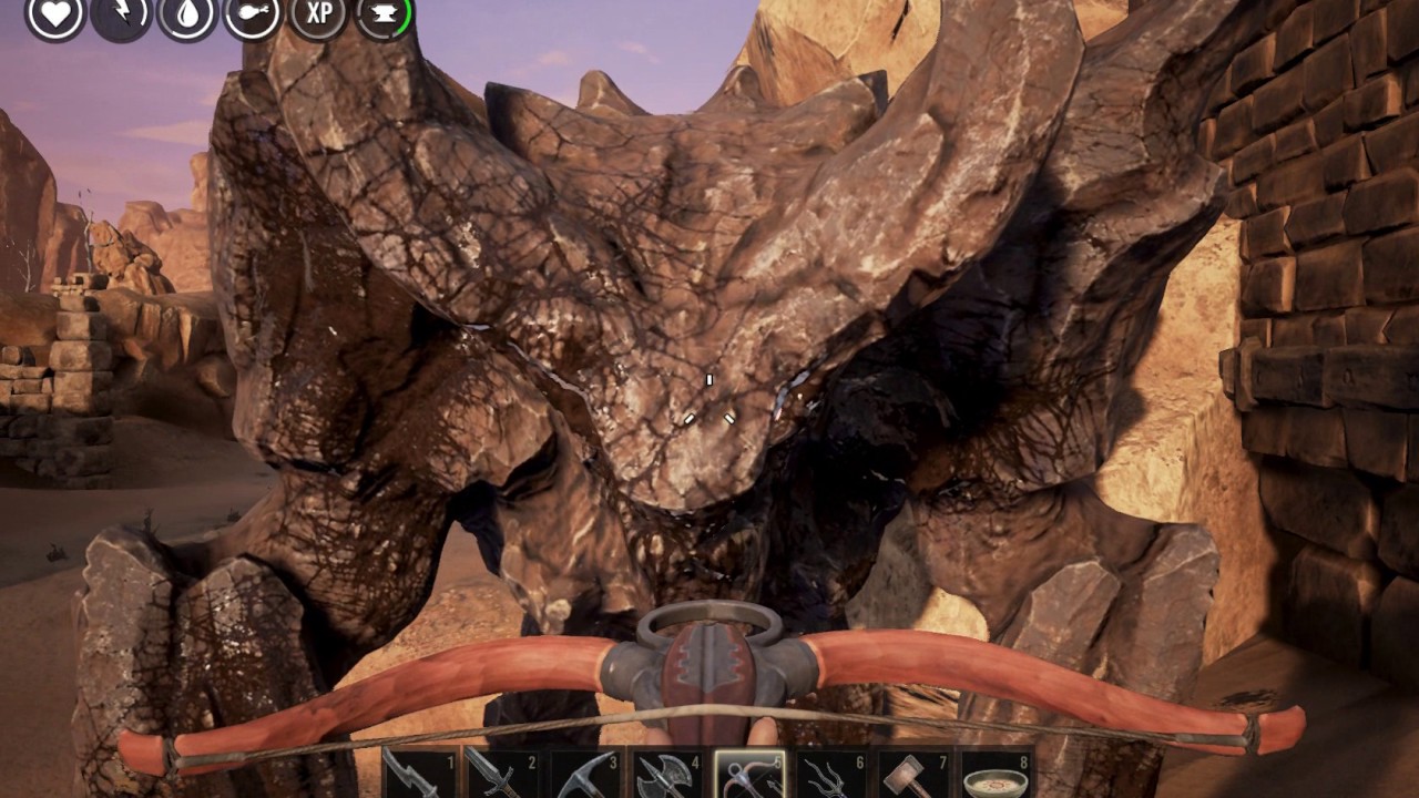 Rocknose king vs. walls + singleplayer battle - Conan Exiles test