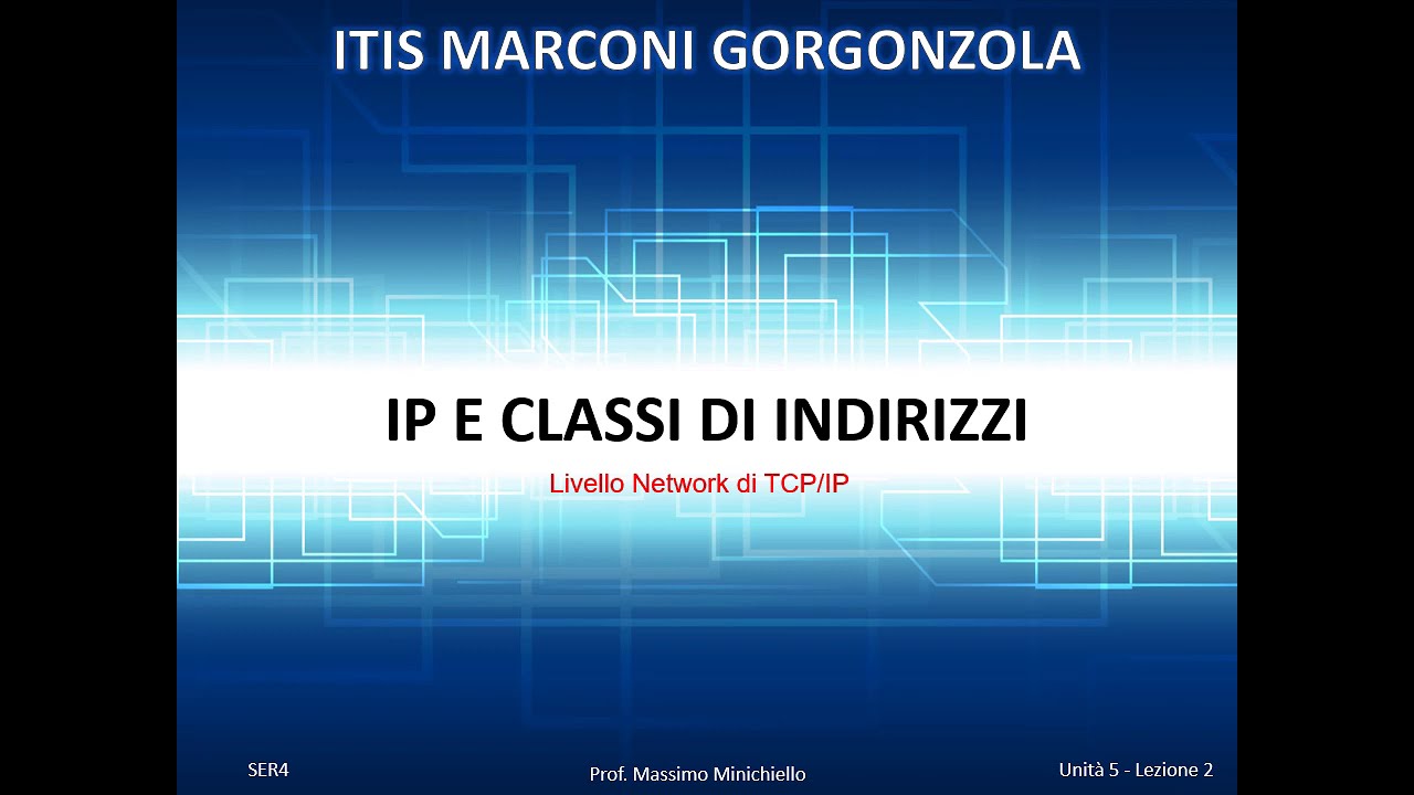 SER4   UA05   Lez02   Livello Network di TCP IP   IP e classi di indirizzi