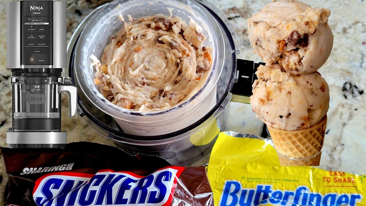 Ninja Creami Snickers & Butterfinger Ice Cream Lite Coconut milk Swerve Xanthan gum