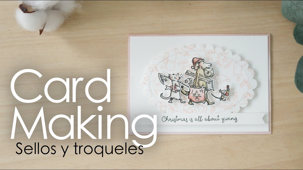 Tarjeta de Navidad con Lápices Graphitint, Sellos y Troqueles. Laura Inguz