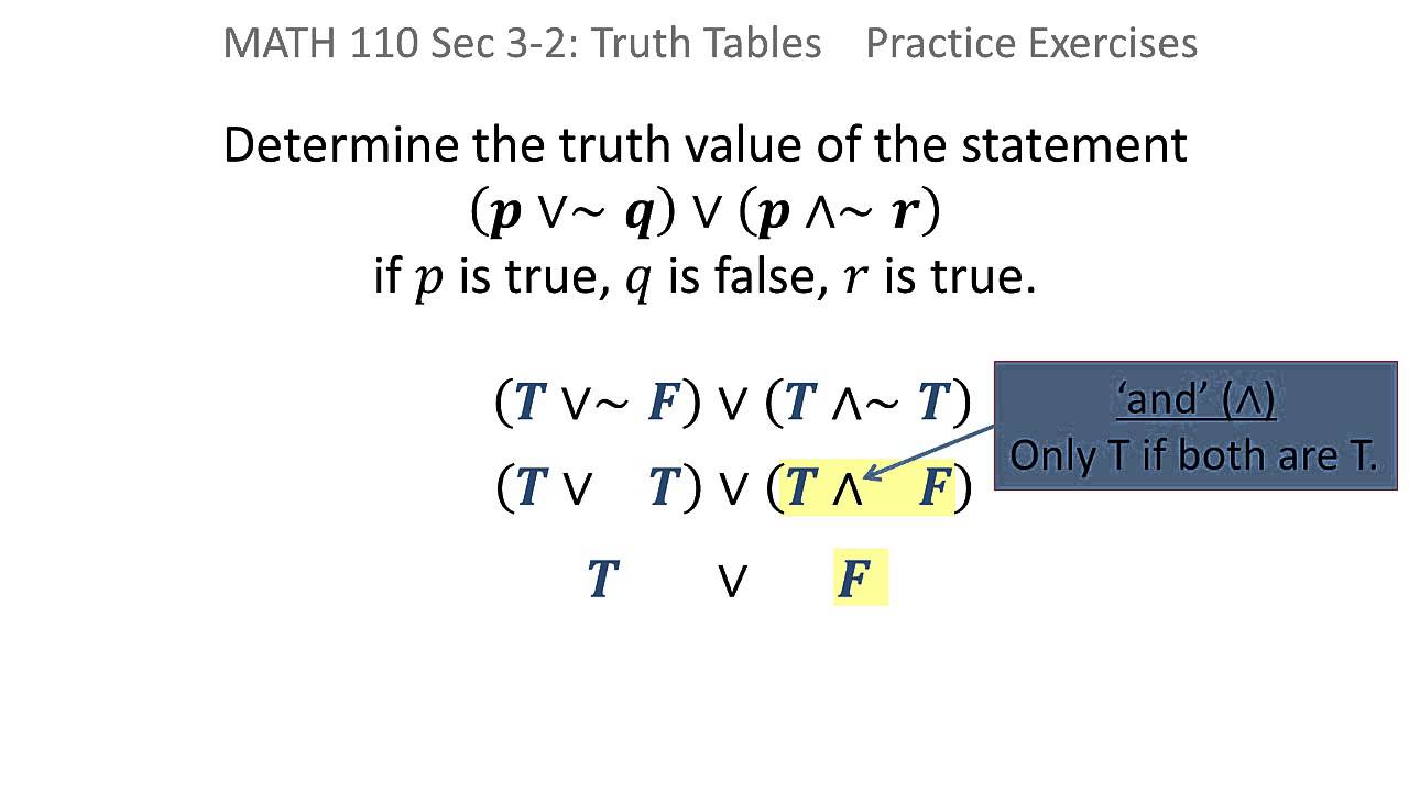 Logic: Determine truth value of a statement