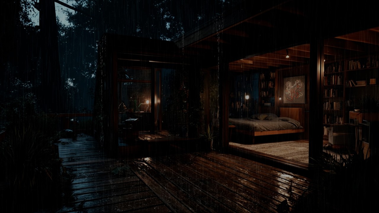 Forest Room Surrounded by Gentle Night Rain | A Soft, Grounding Atmosphere for Deep Sleep