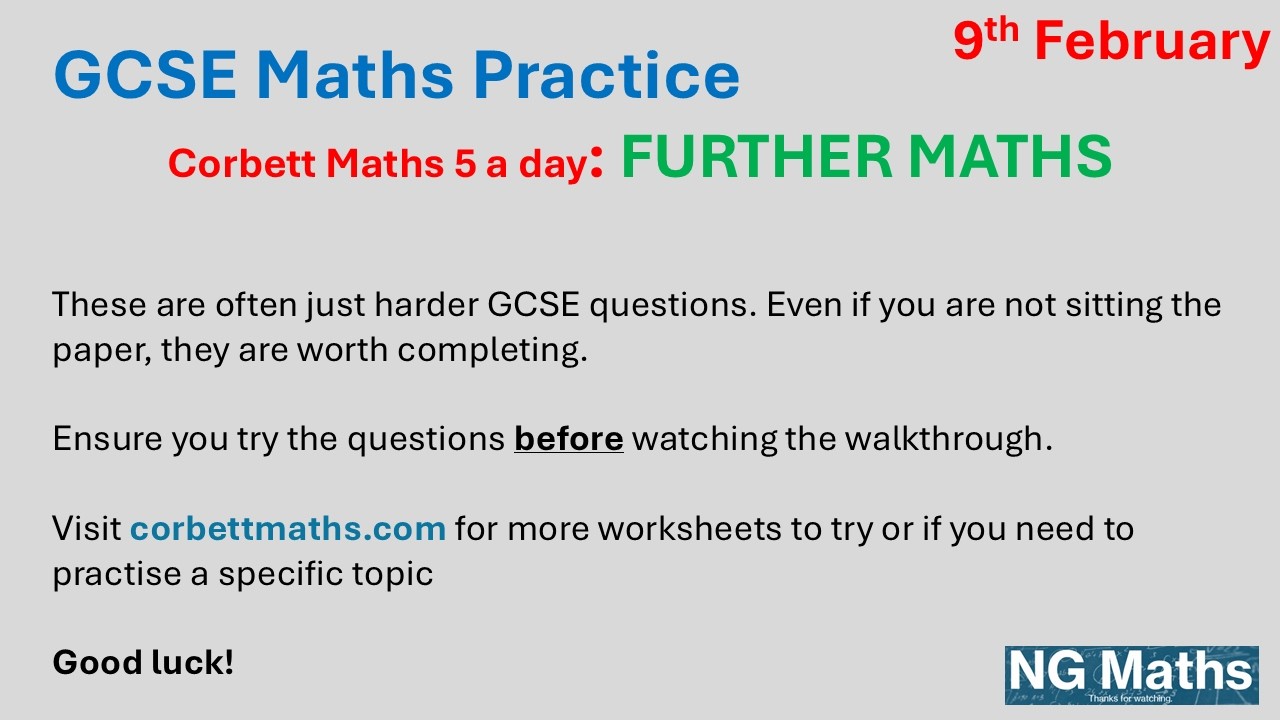 GCSE Further Maths - 5-a-day - 9th February