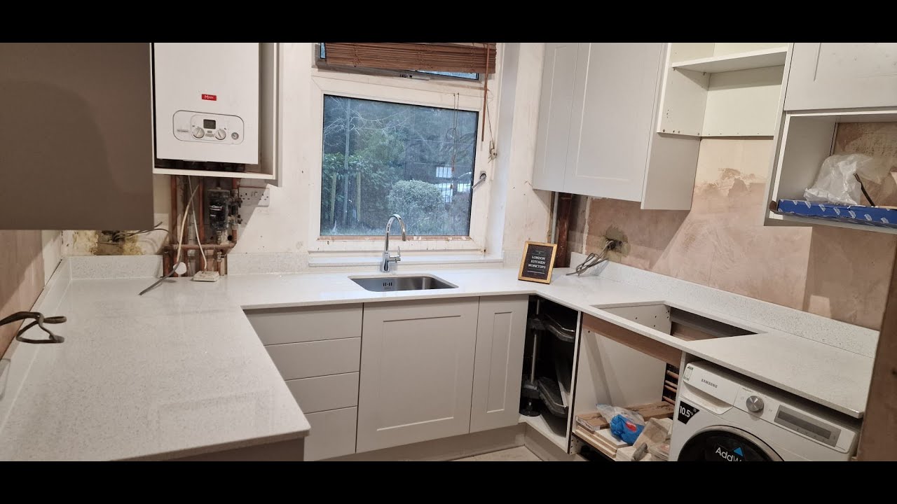 White Mirror Quartz, Was Installed in the Kitchen By @londonkitchenworktops