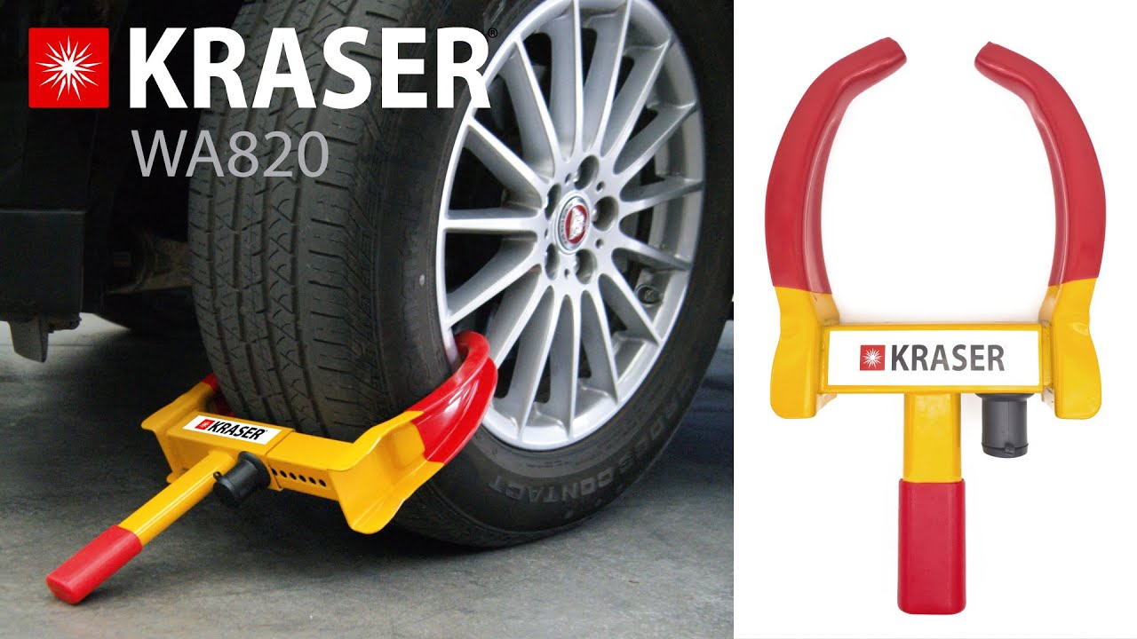 KRASER WA820 - Braçadeira de Roda Antifurto UNIVERSAL Carro Caravana Reboque (No1 Alemanha AutoBild)