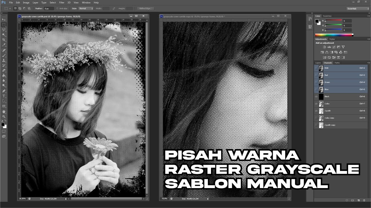 Tutorial Pisah Warna Raster Grayscale Foto - Tutorial Photoshop - #1