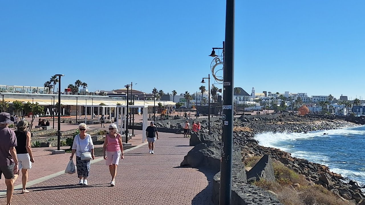Playa Flamingo to Playa Blanca, January,Relaxing Coastal walking tour to Rubicon market,Lanzarote.