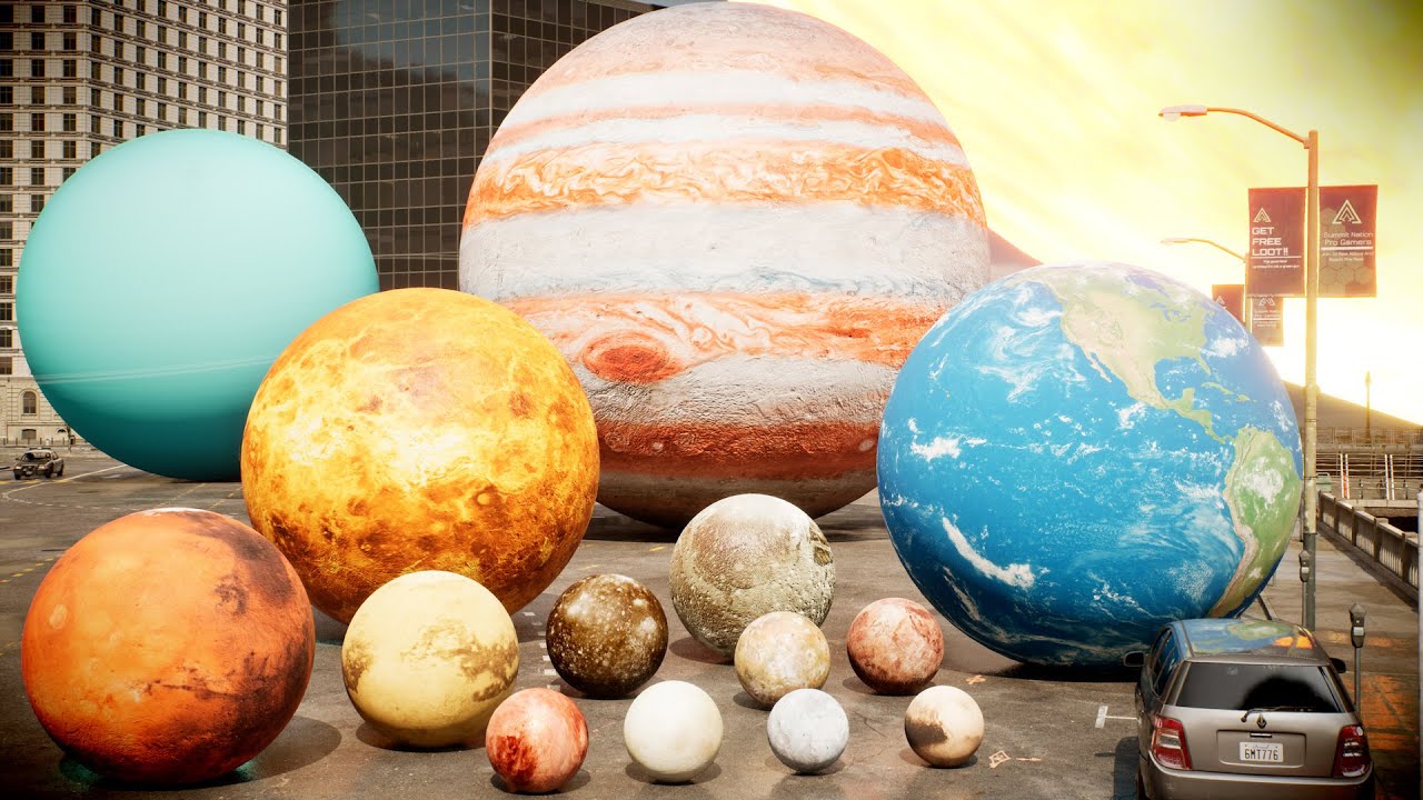Solar System Size in City | Solar System Size Comparison 3D