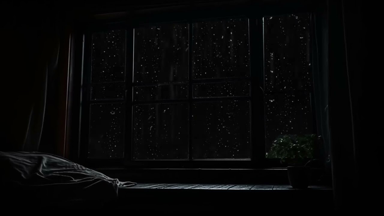 Dark Window Rain Sounds – Gentle Thunder for Relaxation, Sleep & Concentration