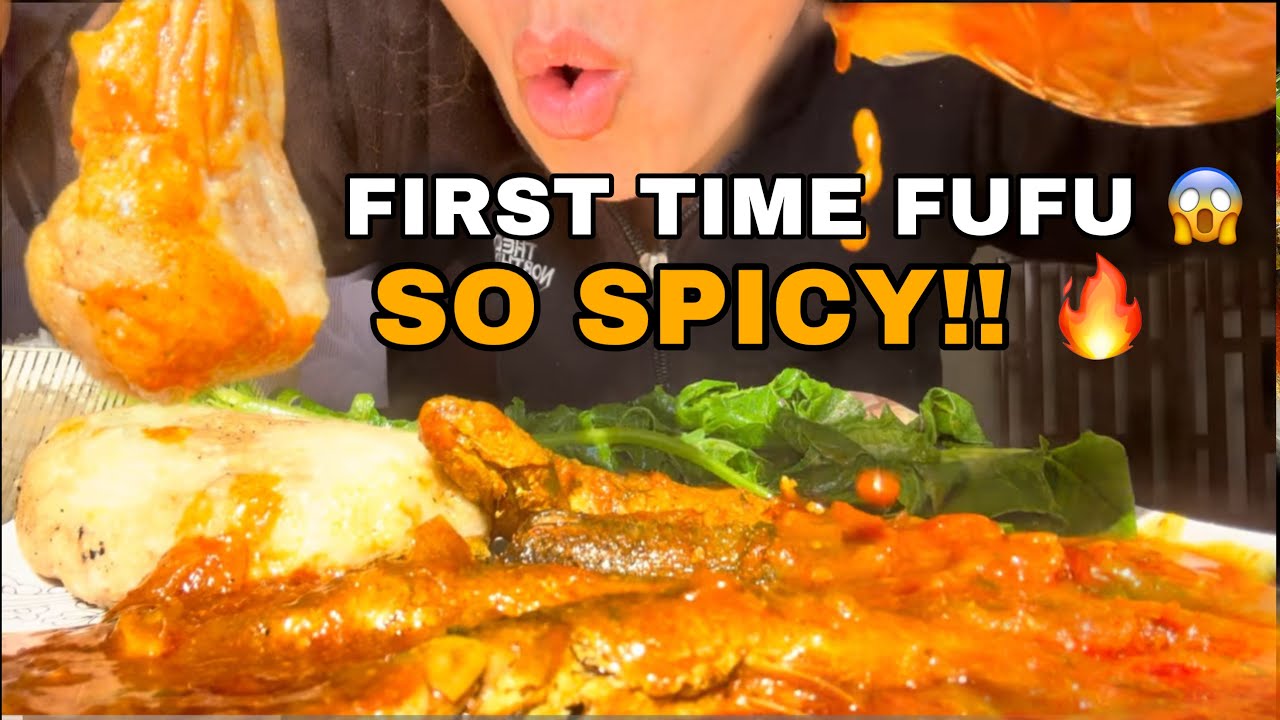 Spicy Fufu & Fish Gravy Mukbang 😍 | First Time Trying African Food in Nepal | ASMR | No talking