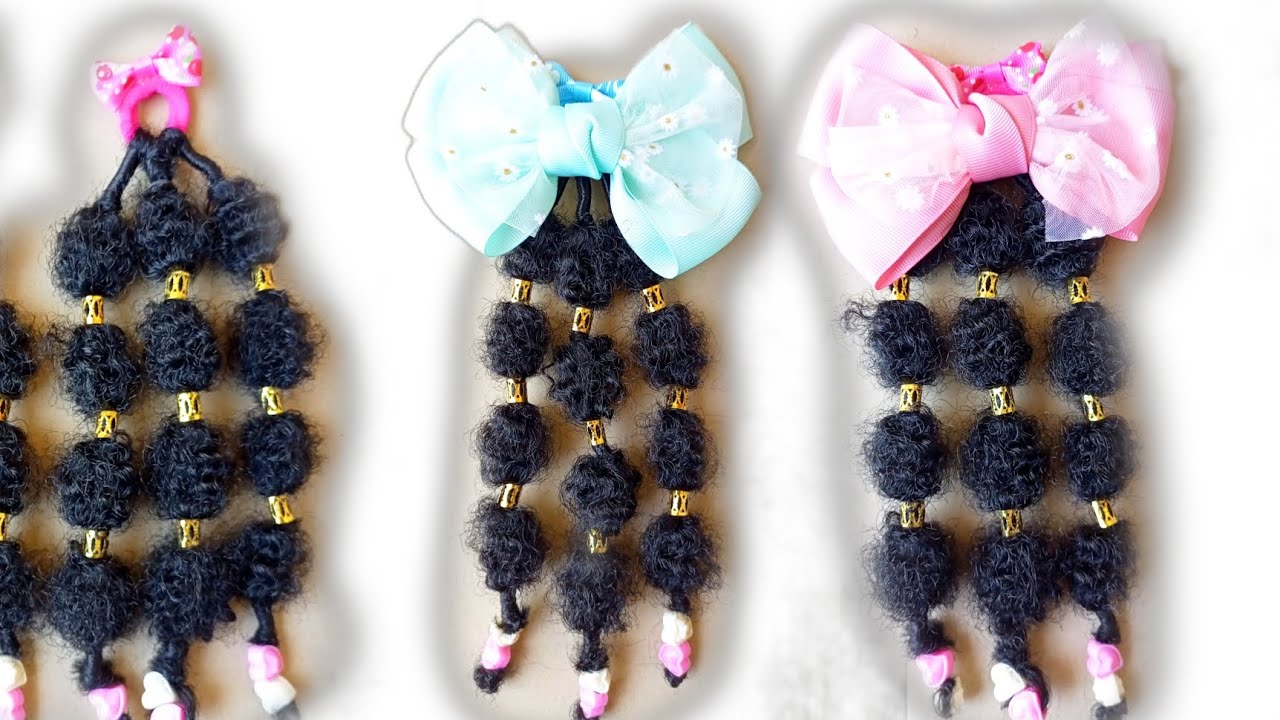 DETACHABLE BUBBLE BRAID WITH BEADS FOR TODDLERS/KIDS PONYTAIL
