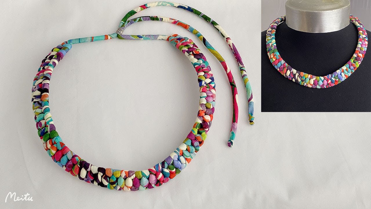 Diy Beautiful Statement Braided Choker Necklace | 1 Strand Plait Fabric Bib Necklace, Rope Necklace