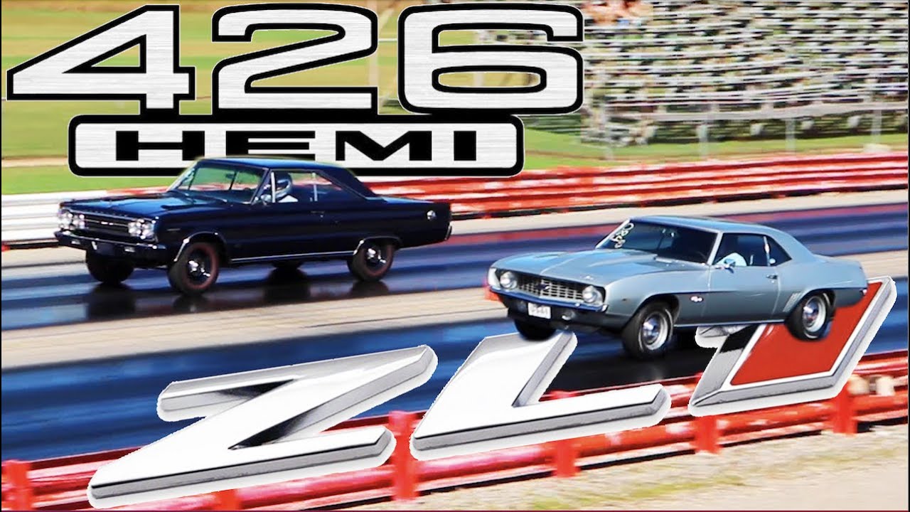 1967 Plymouth GTX 426 Hemi vs 1969 Chevrolet Camaro ZL1 PURE STOCK DRAG RACE - no commentary