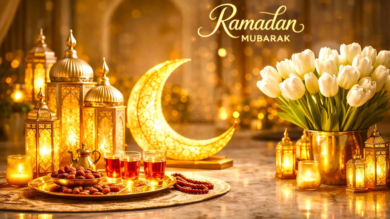 Ramadan Mubarak Golden Ambience 🌙 | Relaxing Background 4K | خلفية رمضان هادئة