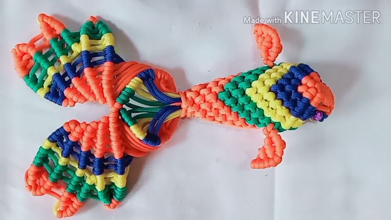 Macrame keychain tutorial- 3D koi 🎏 fish pattern