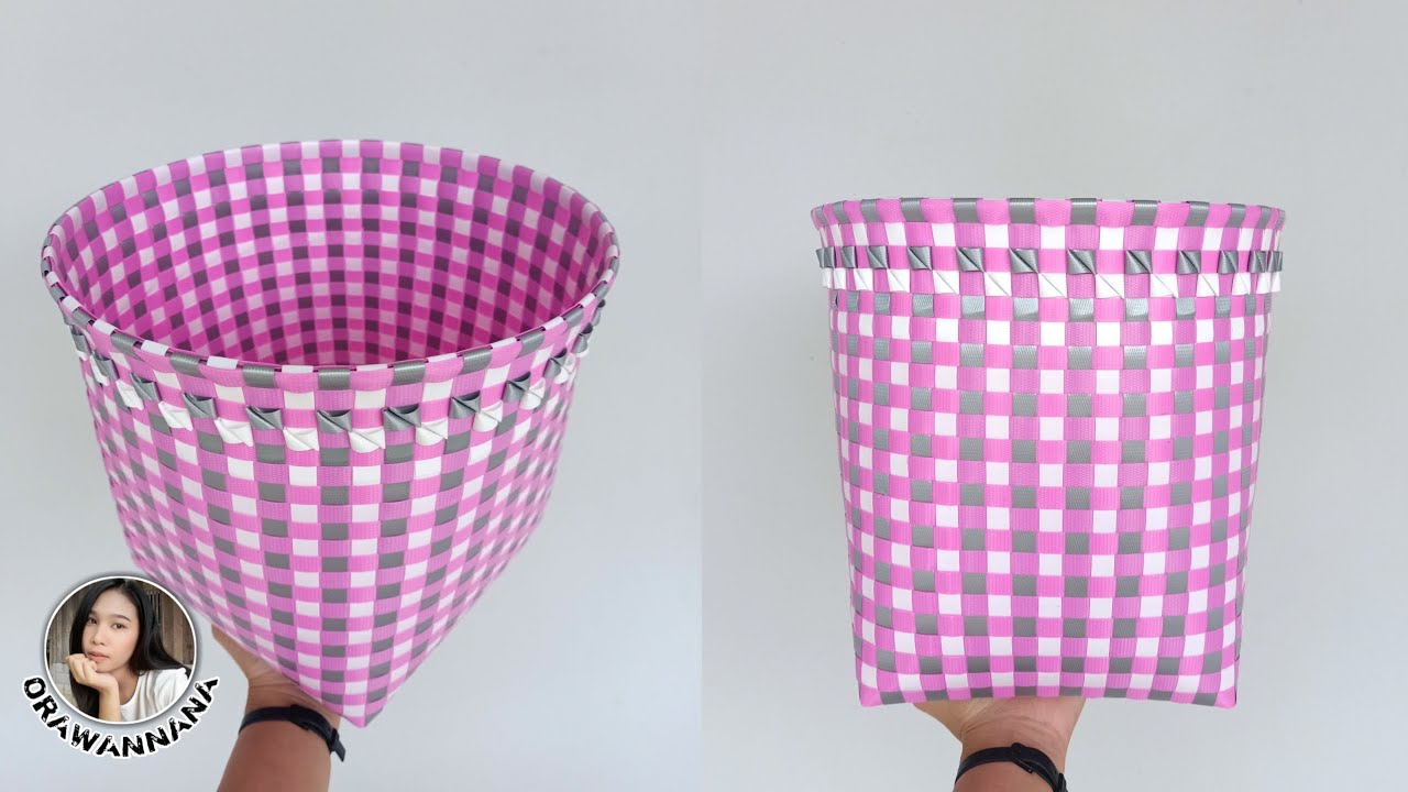ตะกร้าสานจากเส้นพลาสติก กว้าง 29 × สูง 28 ซม. | Weave a basket from plastic line