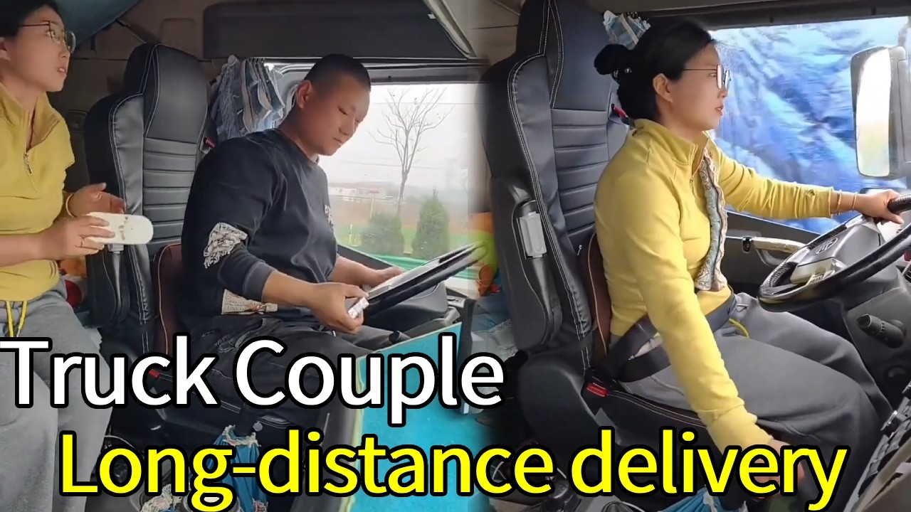 Hardworking truck couple: Wife takes the wheel for her exhausted husband