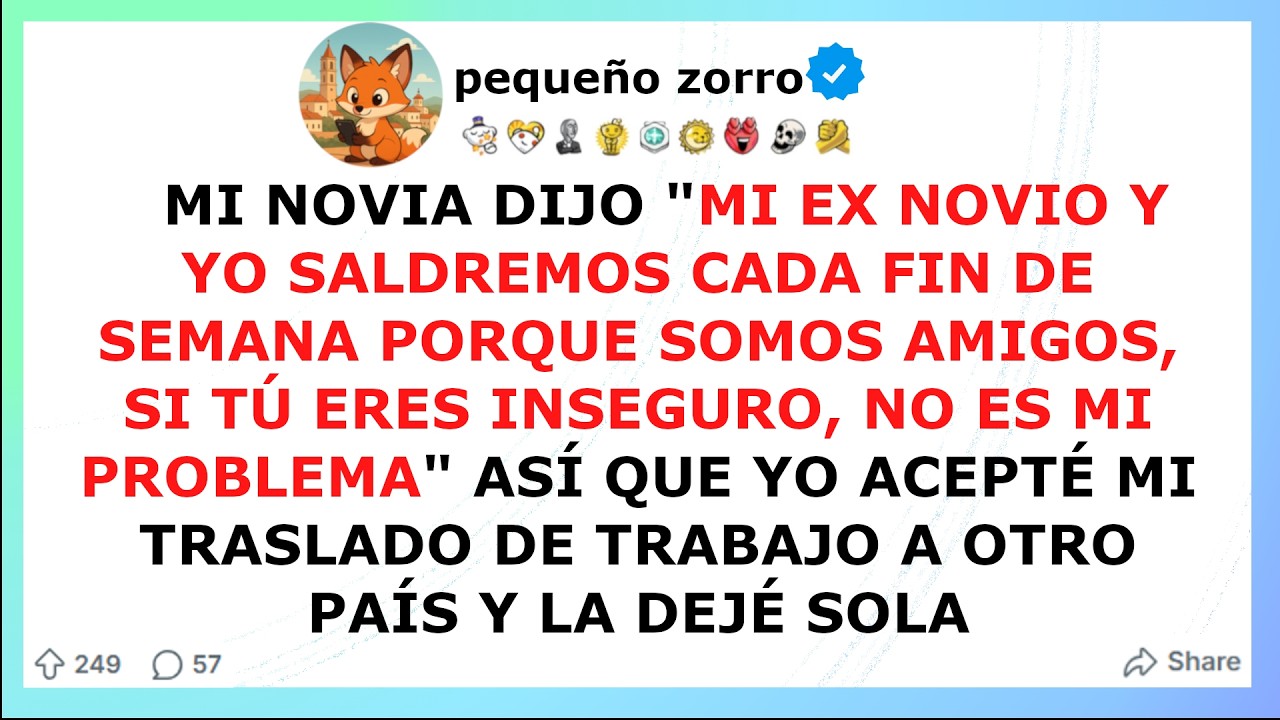 Mi novia dijo MI EX NOVIO Y YO SALDREMOS CADA FIN DE SEMANA PORQUE SOMOS AMIGOS, la deje sola