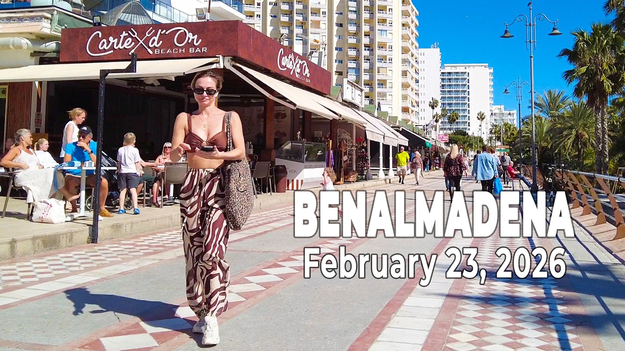 Benalmadena February 23, 2026 Promenade Walk Malaga Costa del Sol Spain [4K]