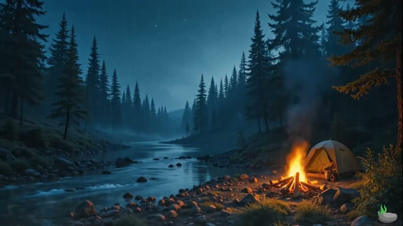 Relaxing Camping in the Rain | Campfire & Rain Sounds ASMR