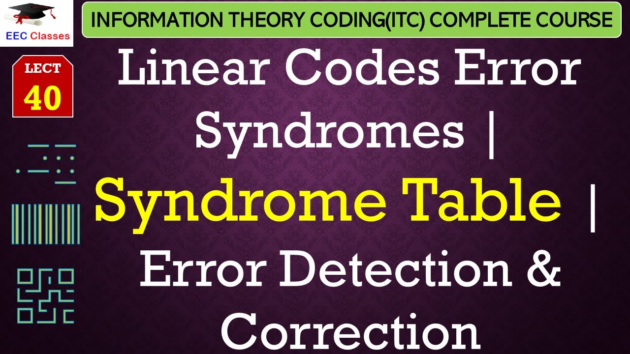 L40: Linear Codes Error Syndromes | Syndrome Table | Error Detection & Correction | ITC Lectures